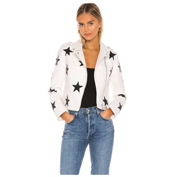 BLANKNYC Vegan Leather Star Patch Moto Jacket in Kick Off Size X-Small - Picture 1 of 13